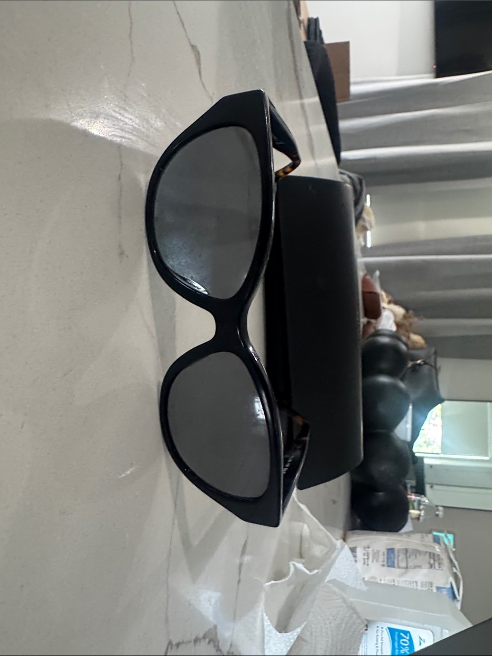 Tory Burch Black Sunglasses with Gold Logo and Tortoiseshell Tips - Picture 2 of 2